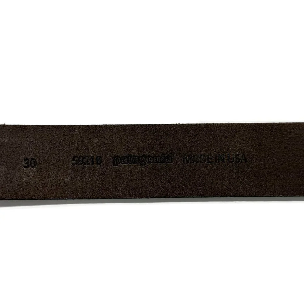 Patagonia Fitz Roy Skyline Western Metal Buckle‎ & Brown Leather Belt 30